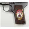 Image 4 : Russian Model T T–33 Tokarev semi-automatic pistol  in .30 caliber showing enamel emblem inlaid into