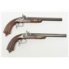 Image 4 : Pair of percussion dueling/target pistol’s cased  with full accessories and gold inlaid on the  barr