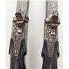 Image 5 : Pair of Ebony stocked percussion muff pistols, .54  cal., 3” round barrels, engraved frames, folding