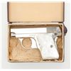 Image 2 : Colt Model 1908 semi-auto pistol, .25 cal., 2”  barrel, nickel finish, pearl grips, #385611 in  fine