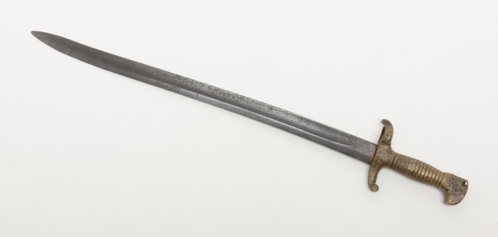 Confederate bayonet with associated Civil War period scabbard and crude