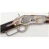 Image 9 : Winchester Model 1873 saddle ring carbine, factory  engraved, gold and nickel plated with deluxe  fa