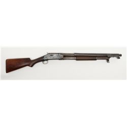 Winchester Model 1897 U.S. marked trench or riot  shotgun, serial number 377971. The breech end of  