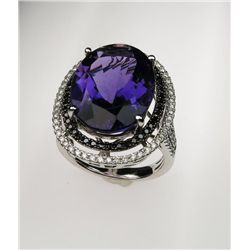1. Amazing 20.00 carat Oval Amethyst and Diamond  Ring with rich purple color and VS clarity set in 