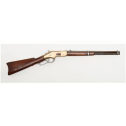 Winchester Model 1866 lever action carbine, brass  frame, .44 cal., 19” barrel, wood stocks, #20570 