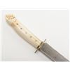Image 7 : 19th century spear point handmade Bowie knife with  10” simple made steel blade with Marine ivory  c