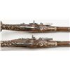 Image 8 : Pair of ornate wheellock pistols showing  elaborately inlaid stocks in Germanic style  measuring 26 