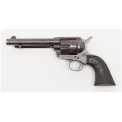 Rare Colt SAA revolver, .44 S&W cal., 5-1/2”  barrel, blue and case hardened finish, checkered  blac