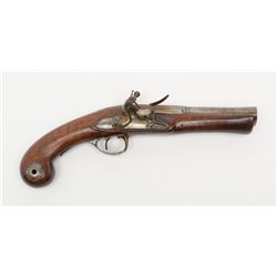 Elliptical barrel blunderbuss pistol circa early  19th century with iron barrel and mounts probably 