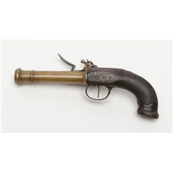 French style cannon barrel brass semi-blunderbuss  pistol circa early 19th century with Empire style