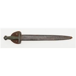 Ames Artillery sword with probably Confederate  made leather scabbard in good condition showing  un-