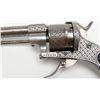 Image 13 : Cased double action pinfire revolver engraved with  finely checkered hard wood grips that may be  eb