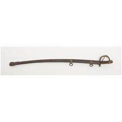 Unmarked Confederate Civil War Calvary saber with  brass mounted original scabbard in untouched and 