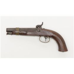 U.S. Model 1842 single shot box lock martial  pistol by N.P. Ames with U.S.N. marking and 1842  at t