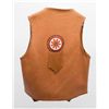 Image 2 : Handmade leather vest; authentic  turn-of-the-century Indian beadwork used as  ornamentation; made b