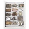 Image 2 : Lot of 15 misc. belt buckles in a deep riker case  including brass cast Winchester buckle, Coca Cola