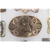 Image 5 : Lot of 15 misc. belt buckles in a deep riker case  including brass cast Winchester buckle, Coca Cola