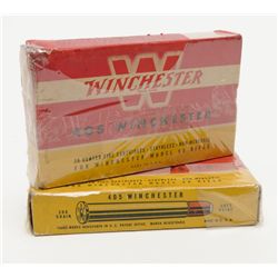 Two boxes of .405 Winchester cartridges by  Winchester, 300 grain soft point, red, yellow,  white an