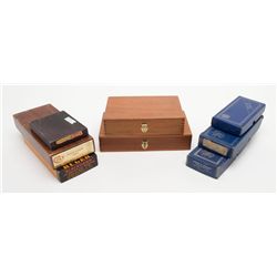 Lot of 8 misc. gun boxes including 2 wood S&W  presentation cases, both with deteriorated  flocking 