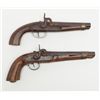 Image 1 : Two antique percussion European single shot  pistols, both in out-of-the-attic un-cleaned  condition