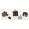Image 1 : Lot of 5 misc. small cannons as decorators;  pre-war to 1960s, different styles; one conceals a  lig