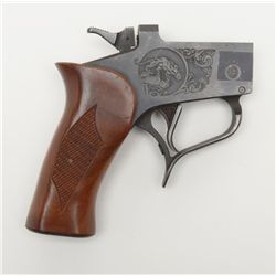 Thompson Contender Action only (no barrel),  #27070, blue finish, checkered wood grips in  overall g