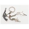 Image 1 : Two miniature Belgian antique key chain pistols,  each approx. 1-1/2” overall and a pot metal  minia