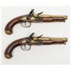 Image 1 : Pair of French style brass mounted flintlock  pistols circa about 1790 in the style of arms  known t