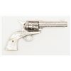 Image 1 : Colt SAA revolver, John Adams engraved, .45 Colt  cal., 4-3/4” barrel, nickel finish, pearl grips,  