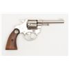 Image 1 : Colt Police Positive DA revolver, .32 Police cal.,  4” barrel, nickel finish, checkered wood  medall