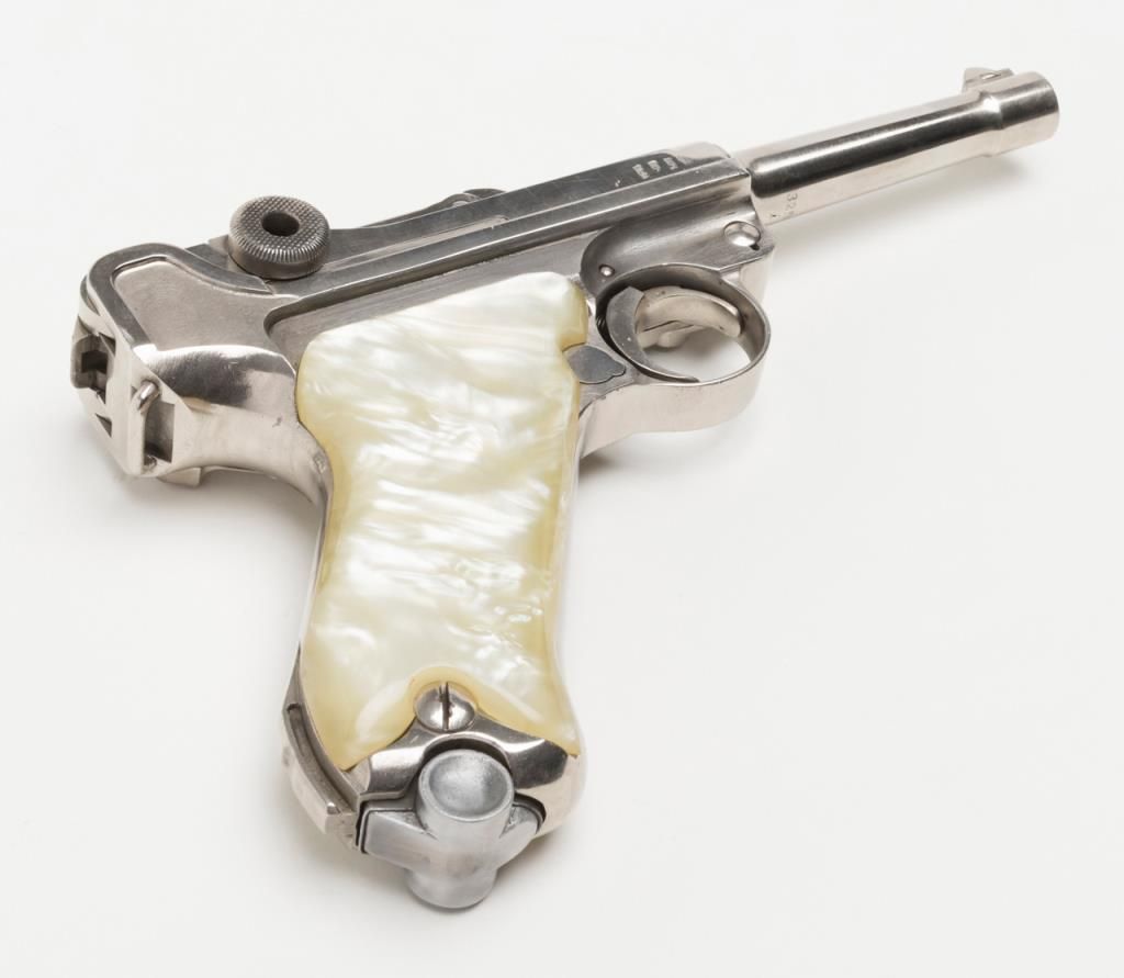 German Luger semi-auto pistol by DWM, 9mm cal., 4” barrel, re-nickeled ...