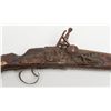 Image 4 : Old Mid-Eastern Miquelet “Camel” gun, approx. 65”  overall with a 50-1/2” barrel, in well-worn  cond