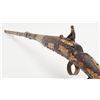 Image 9 : Old Mid-Eastern Miquelet “Camel” gun, approx. 65”  overall with a 50-1/2” barrel, in well-worn  cond