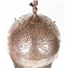 Image 6 : A Persian khula khud helmet from the Qajar  Dynasty.  Intricately pierced bowl backed with red  foil