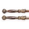 Image 4 : A pair of heavy Qing dynasty brass bar maces.   Hardwood handle with a ribbed ball shaped pommel.   