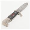 Image 7 : Nazi Youth Dagger with 5 ½“ blade, scabbard and  leather hanger.  The knife is in overall good to  v