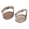 Image 1 : A pair of Qing dynasty iron stirrups with silver  inlays.  Decorated with bats and Chinese symbols. 