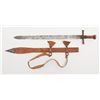 Image 2 : North African sword and leather scabbard, approx.  30” overall with a 24” blade; good condition,  un