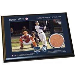 Derek Jeter Moments: '1st Career Home Run' 5X7 Photo Plaque with Game-Used Yankee Stadium Dirt (MLB)
