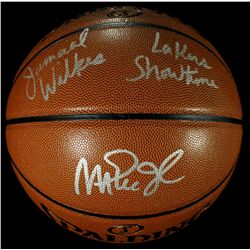 Magic Johnson & Jamaal Wilkes Signed Basketball Inscribed "Lakers Showtime" (PSA COA)