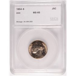 1954-S JEFFERSON NICKEL, SEGS MS-65  GEM!
