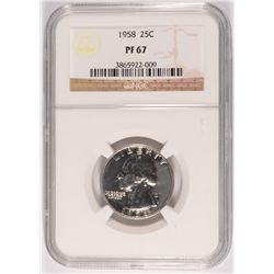 1958 WASHINGTON QUARTER, NGC PROOF-67 SUPER
