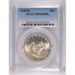 1949-D FRANKLIN HALF DOLLAR, PCGS MS-64 FBL