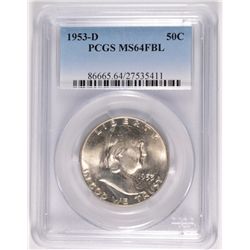 1953-D FRANKLIN HALF DOLLAR, PCGS MS-64 FBL