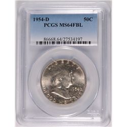 1954-D FRANKLIN HALF DOLLAR, PCGS MS-64 FBL
