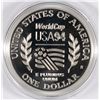 Image 2 : 1994 WORLD CUP PROOF SILVER DOLLAR ORIGINAL GOVT. PACKAGING