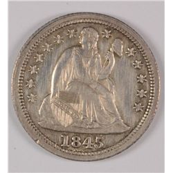 1845 SEATED DIME AU-55