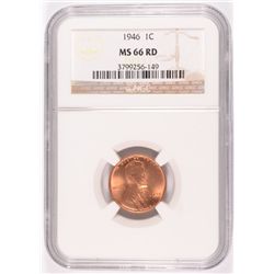 1946 LINCOLN CENT, NGC MS-66 RED