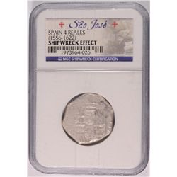 SAO JOSE SHIPWRECK, SPAIN 4 REALES SILVER COIN, NGC CERTIFIED, VERY RARE