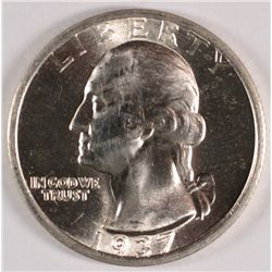 1937-S WASHINGTON QUARTER, MS-65 GEM BLAST WHITE!